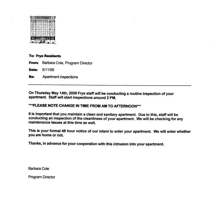 Notice Of Entry / Inspection