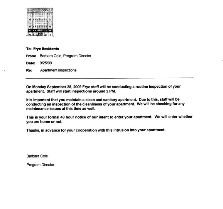 Notice Of Entry / Inspection