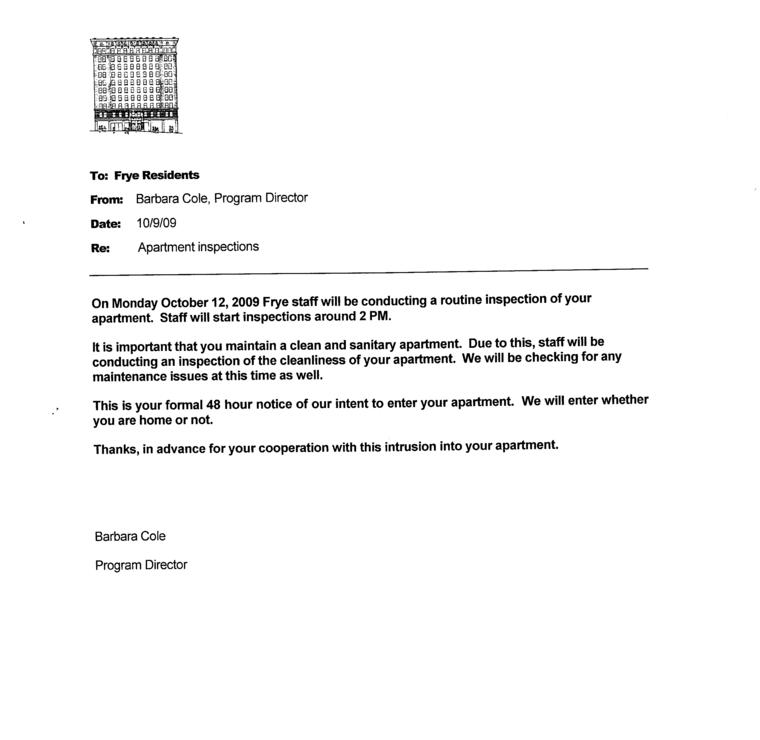 Notice Of Entry / Inspection - (Holiday)
