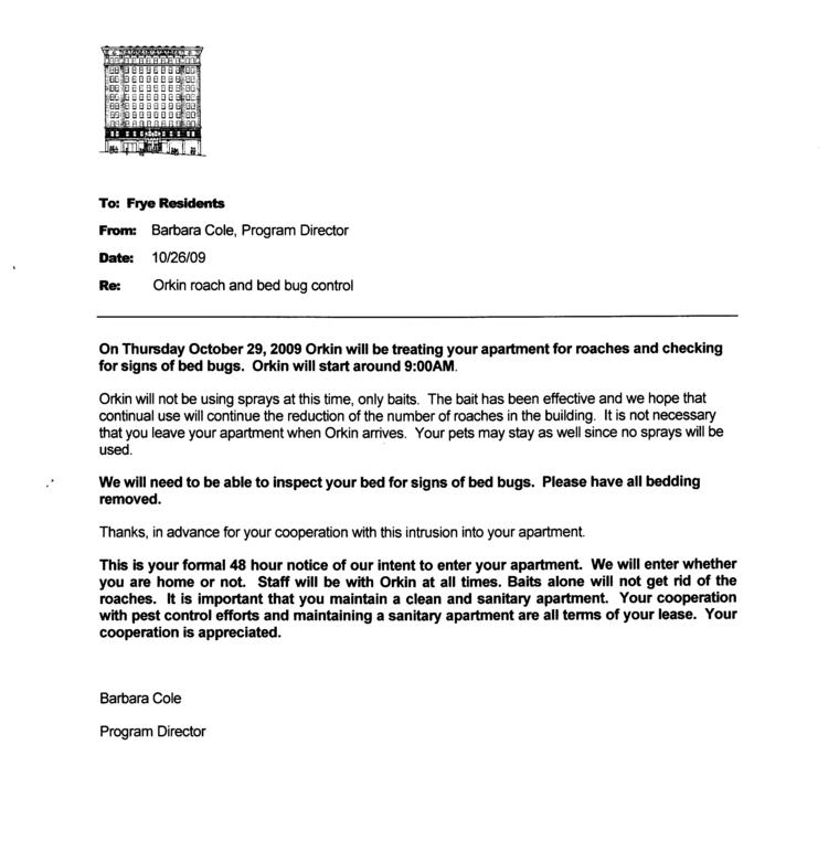Notice Of Entry / Inspection - Orkin