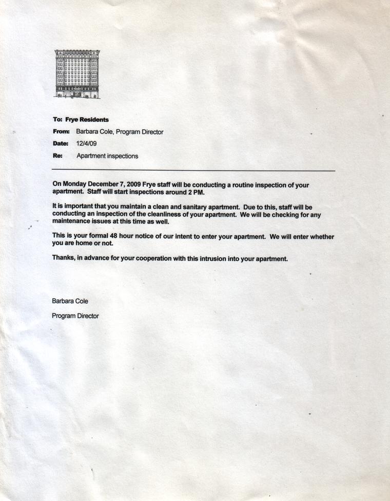 Notice Of Entry / Inspection