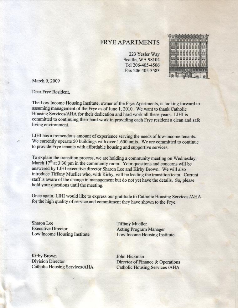 Frye Change Of Management (Dated Wrong)