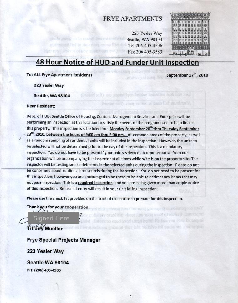 Notice Of Entry / Inspection Page 1