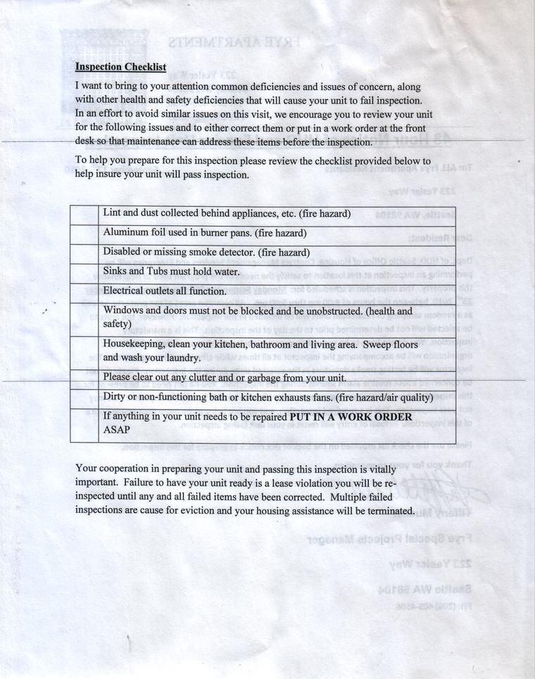 Notice Of Entry / Inspection Page 2