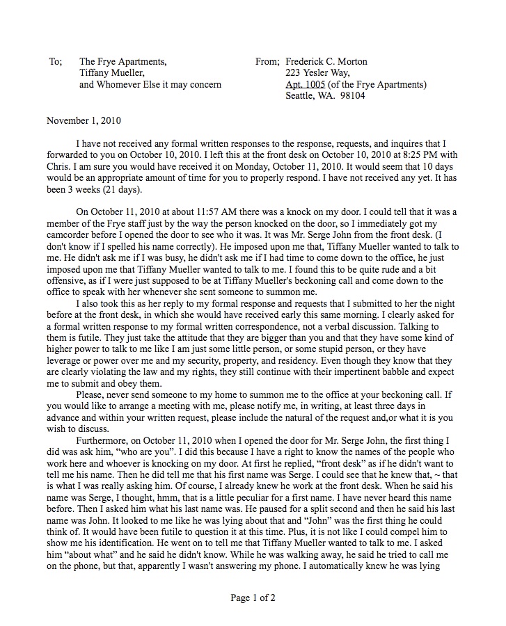 Letter To The Frye Page 1