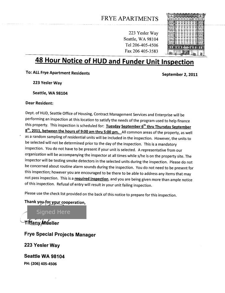 Notice Of Entry / Inspection