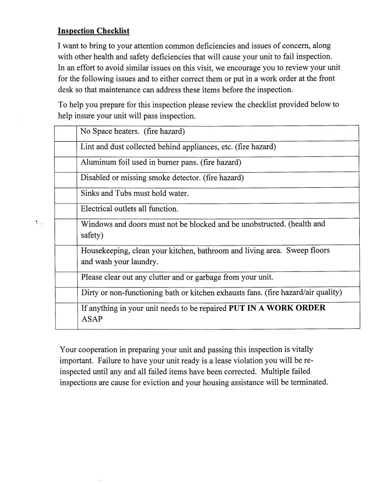 Notice Of Entry / Inspection Page 2