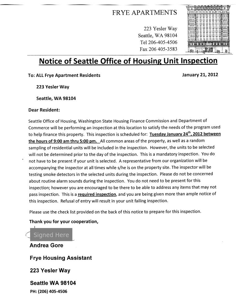 Notice Of Entry / Inspection