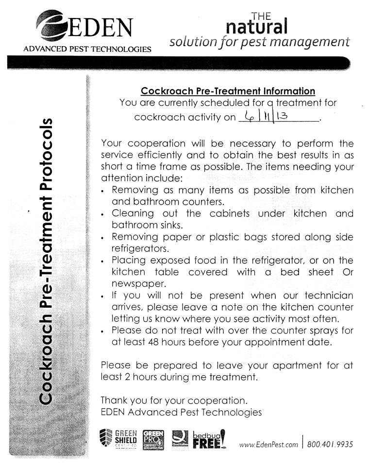 Notice Of Entry / Inspection - Eden Pest Control Page 2