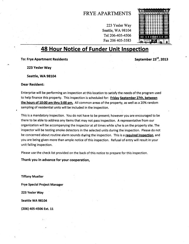 Notice Of Entry / Inspection Page 1