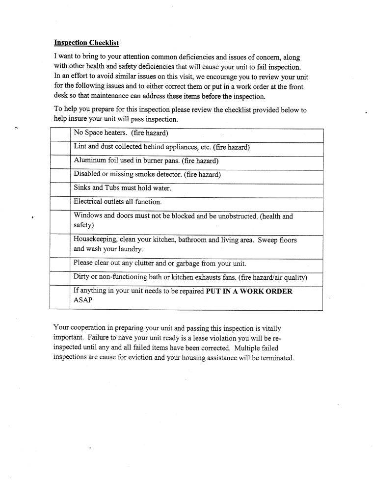 Notice Of Entry / Inspection Page 2