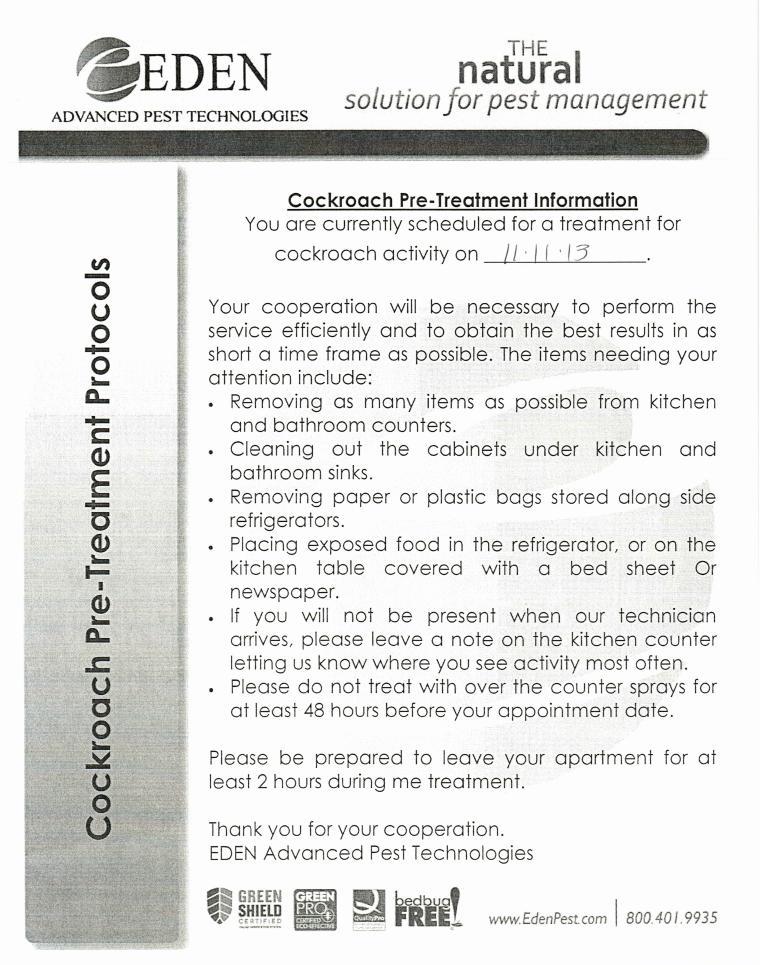 Notice Of Entry / Inspection - Eden Pest Control Page 2