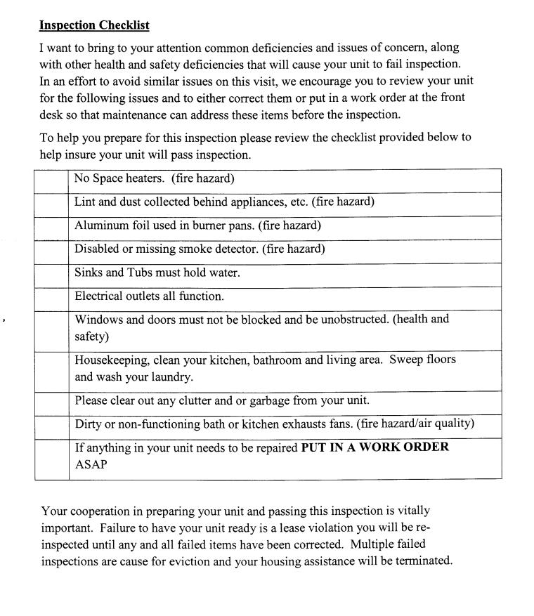 Notice Of Entry / Inspection Page 2