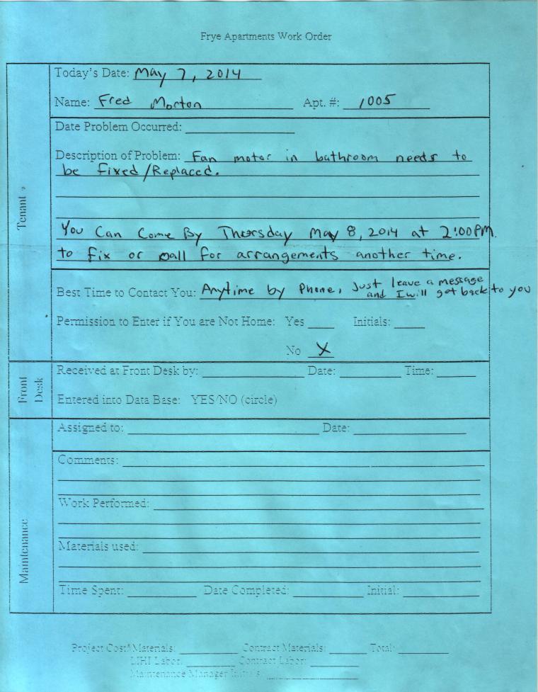 Work Order I Submitted
