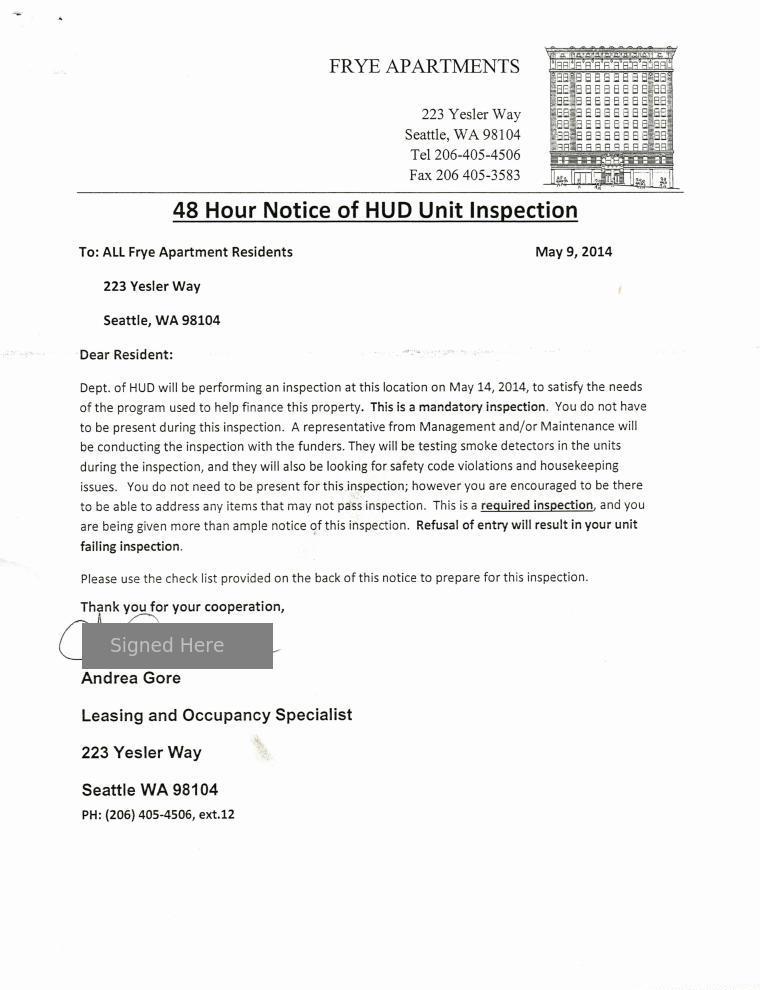 Notice Of Entry / Inspection Page 1