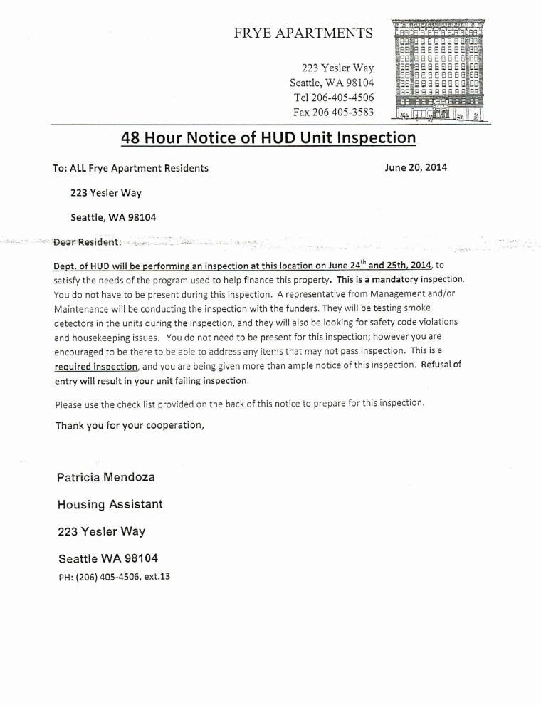 Notice Of Entry / Inspection Page 1
