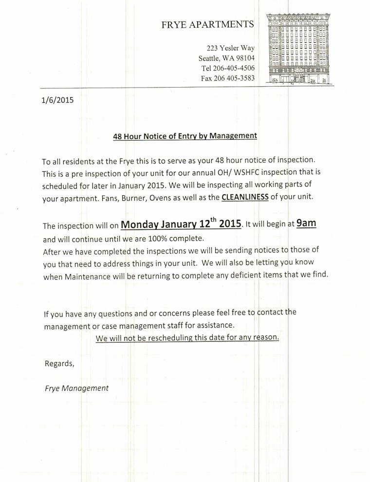 Notice Of Entry / Inspection
