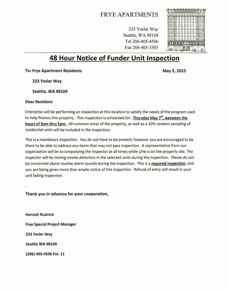 Notice Of Entry / Inspection