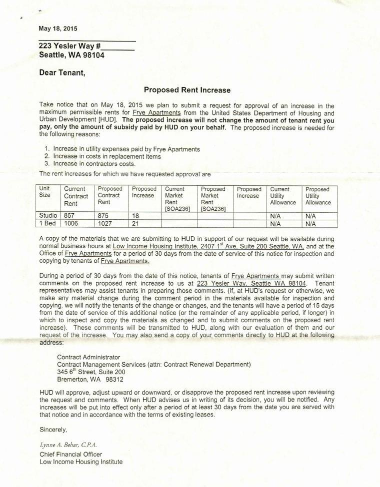 Proposed Rent Increase