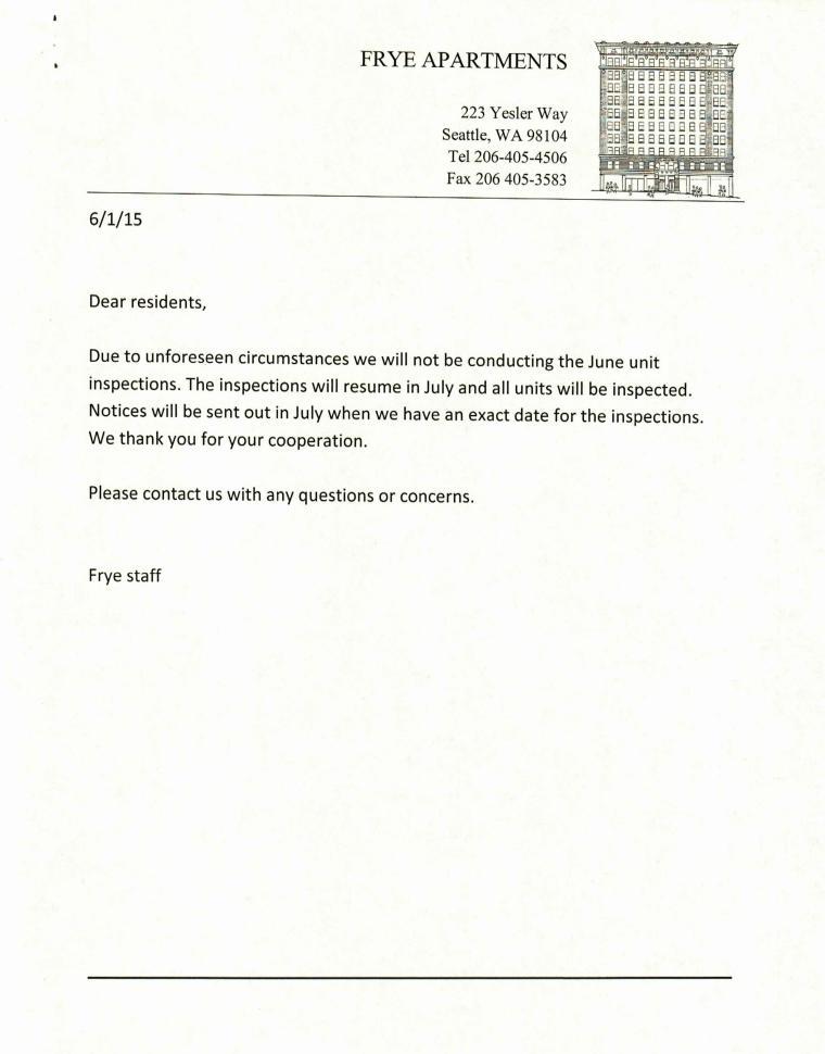 Frye June News Letter Extra Page