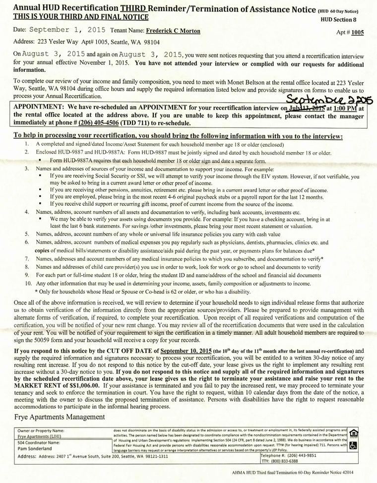 Third Recertification Notice