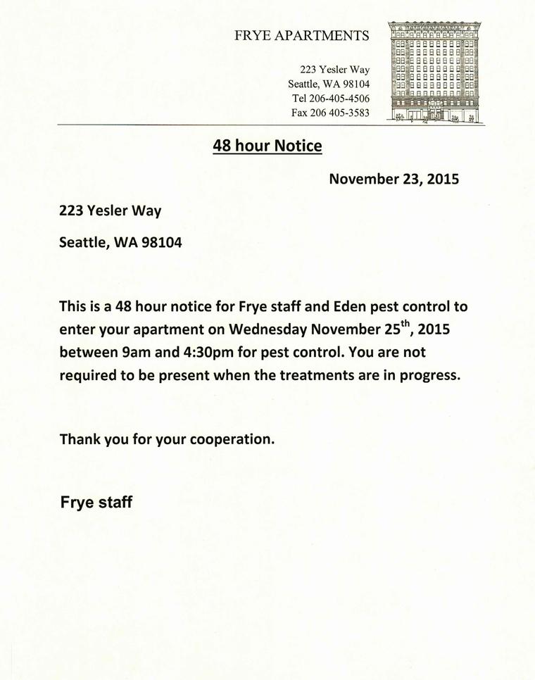Notice Of Entry / Inspection - Eden Pest Control