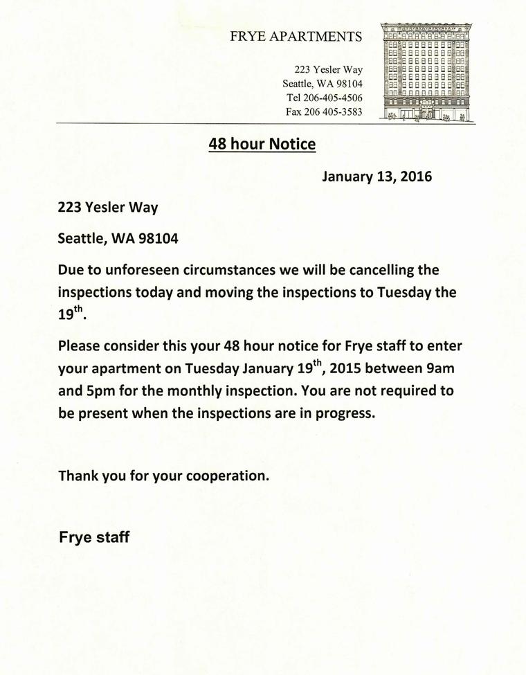 Notice Of Entry / Inspection Redo