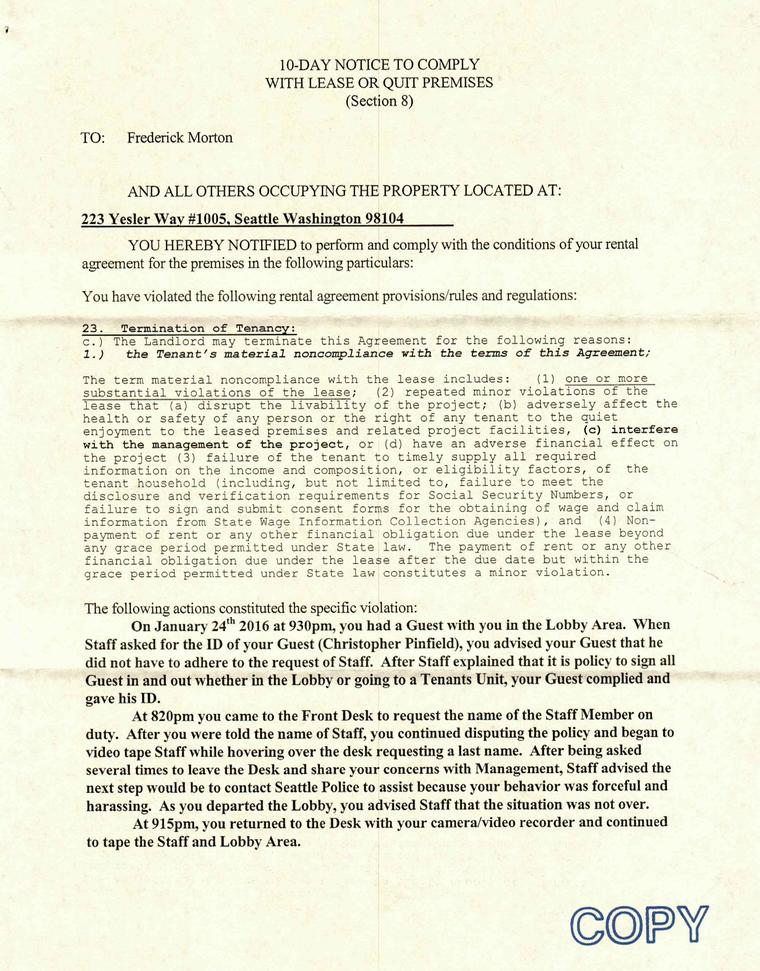 10 Day Notice About Guest In Lobby And More Page 1