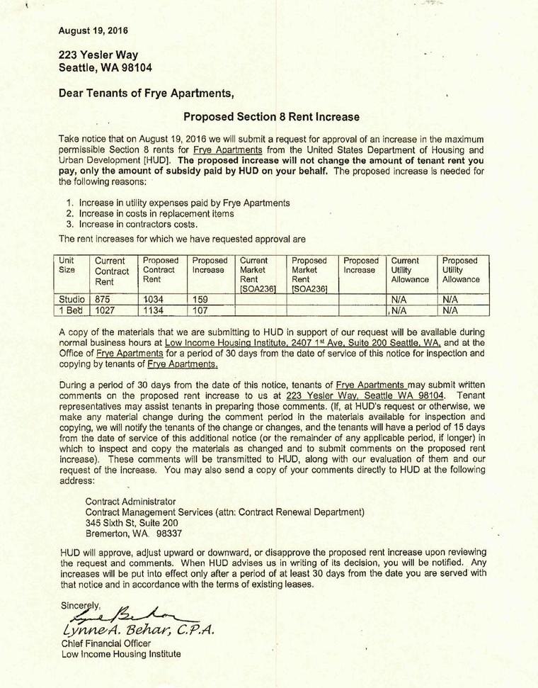 Proposed Rent Increase