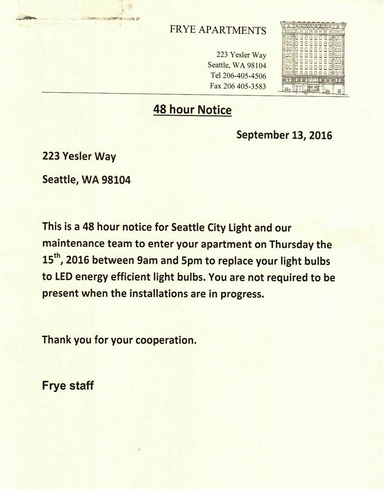Notice Of Entry About Light Bulbs