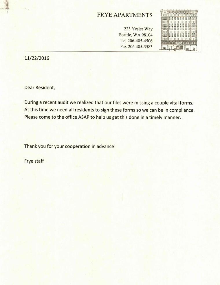 Notice About Audit Paperwork
