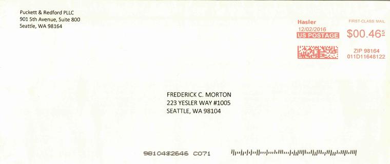 Letter From Frye Attorneys Envelope
