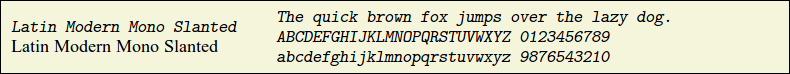Picture Preview of The Font Latin Modern Mono Slanted 