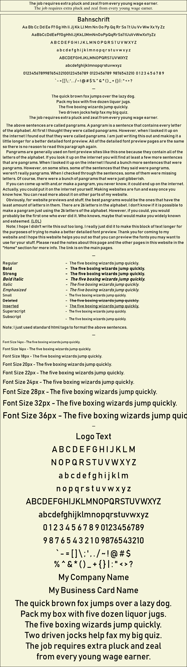 Detailed Picture Preview of The Font - Bahnschrift