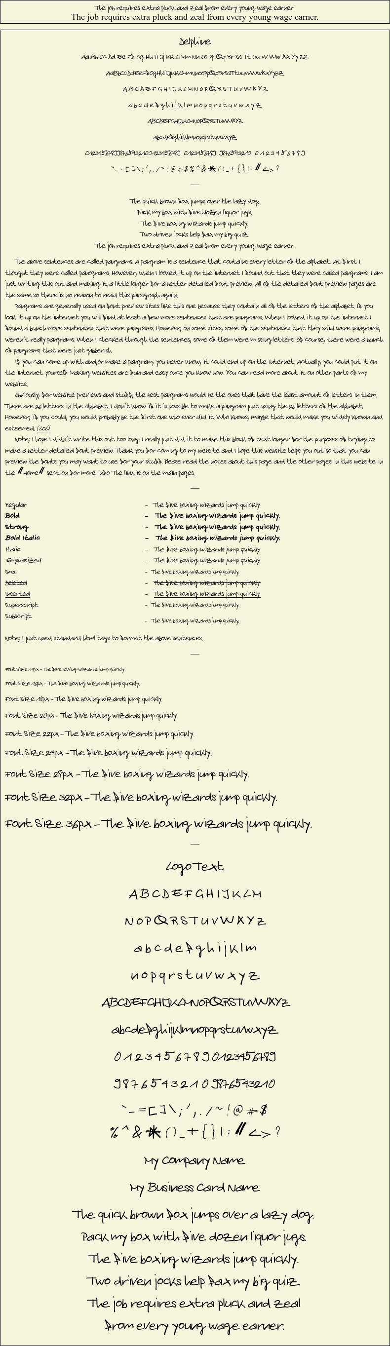 Detailed Picture Preview of The Font - Delphine