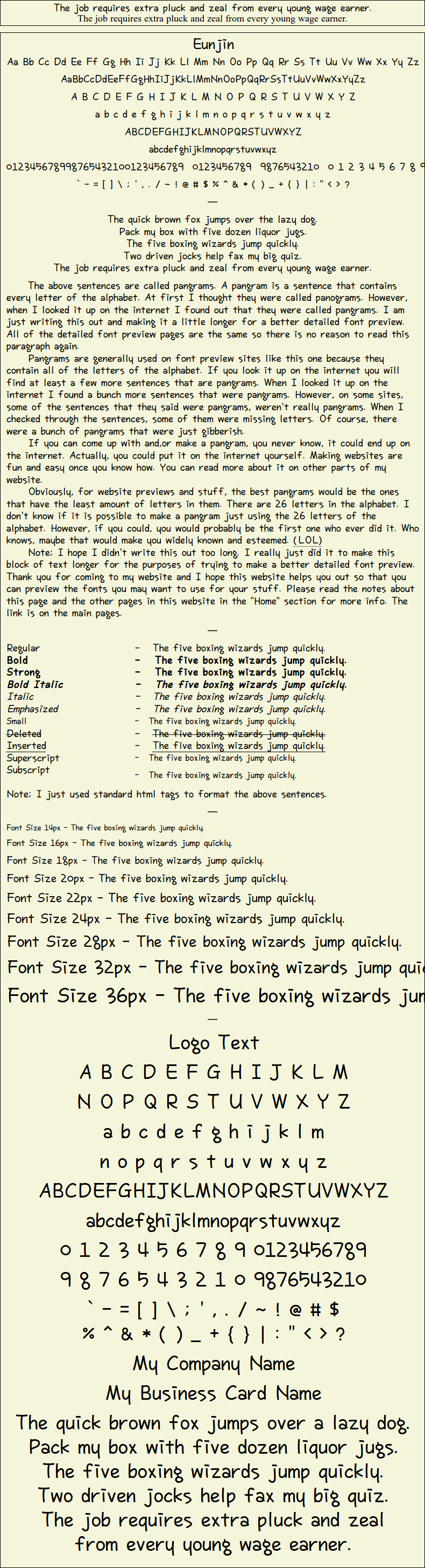 Detailed Picture Preview of The Font - Eunjin