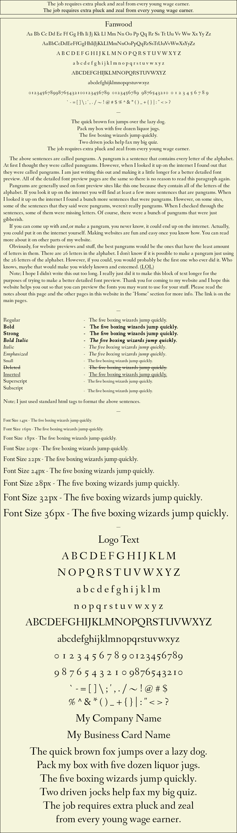 Detailed Picture Preview of The Font - Fanwood