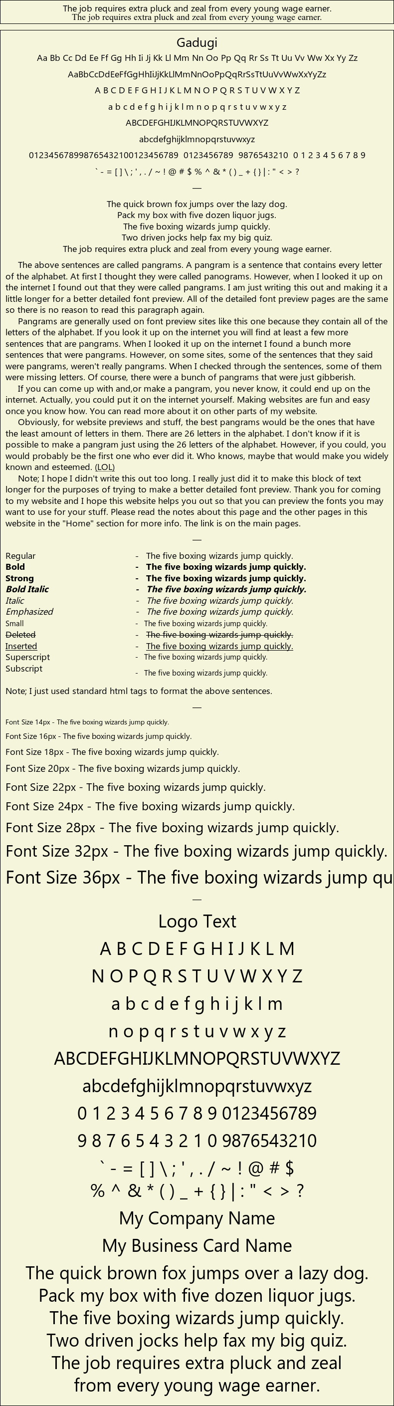 Detailed Picture Preview of The Font - Gadugi