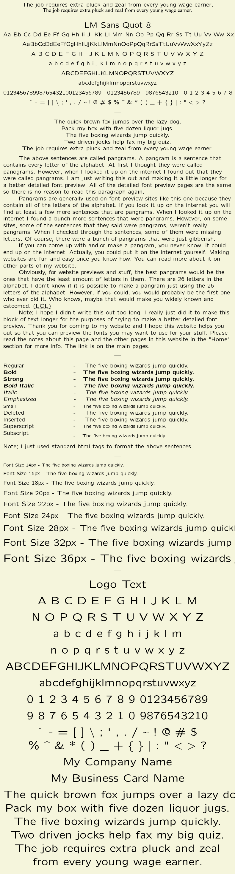 Detailed Picture Preview of The Font - LM Sans Quot 8