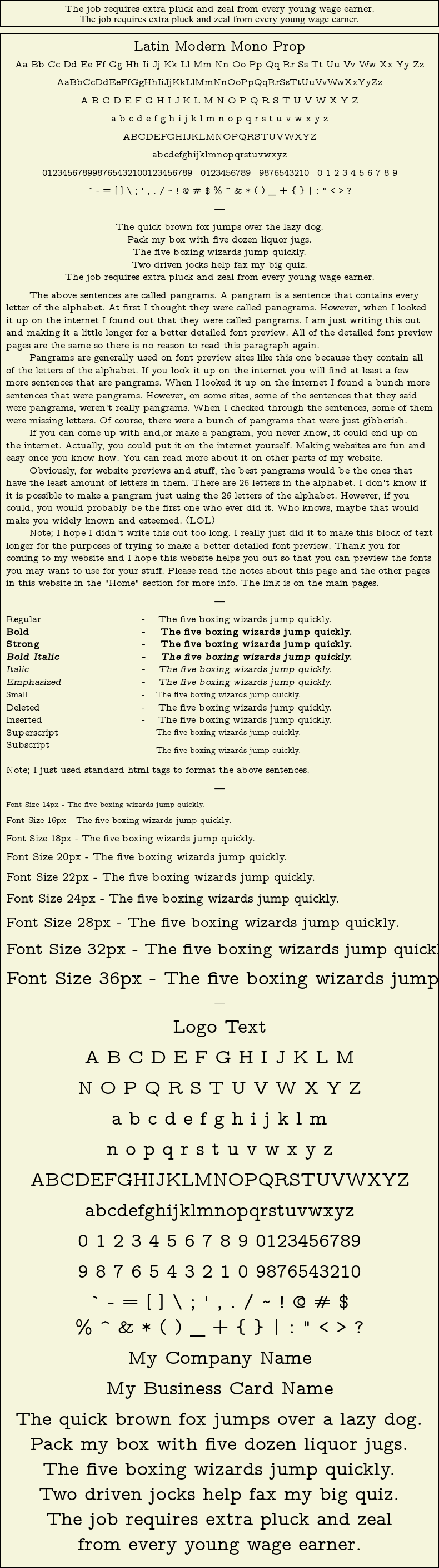 Detailed Picture Preview of The Font - Latin Modern Mono Prop
