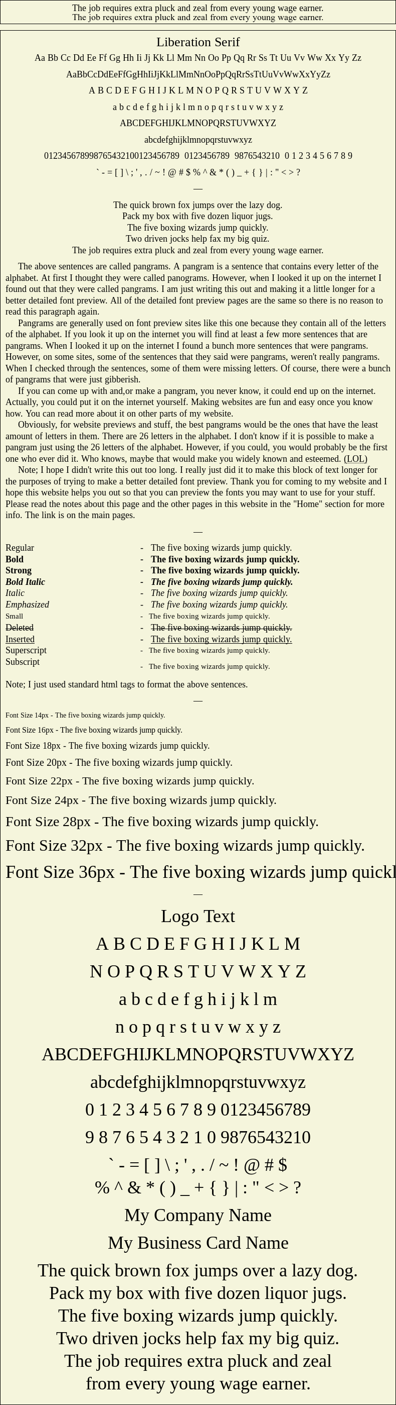 Detailed Picture Preview of The Font - Liberation Serif