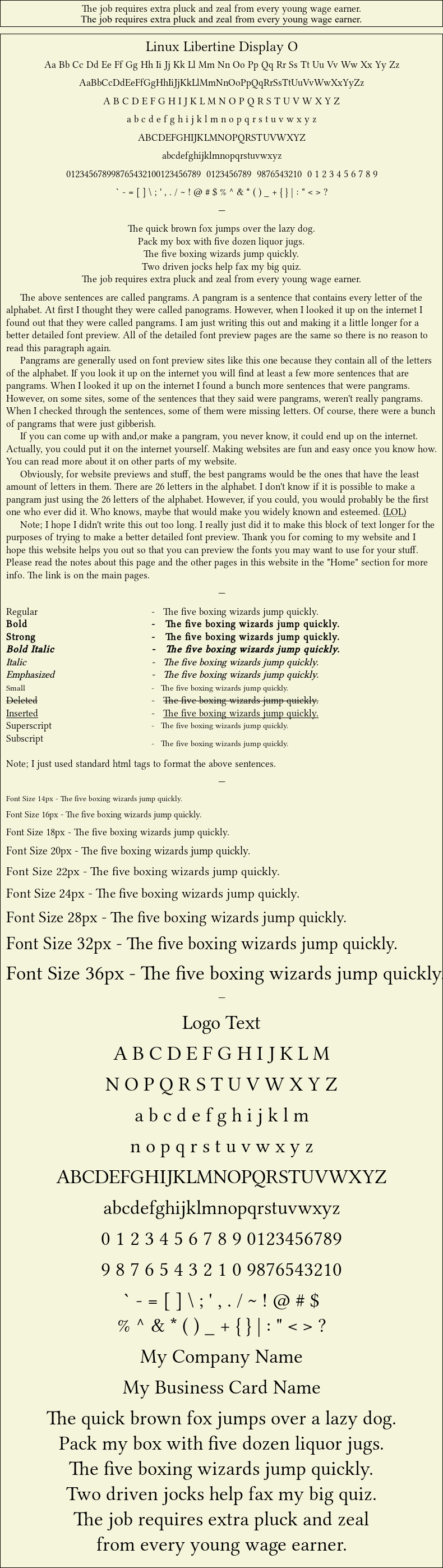 Detailed Picture Preview of The Font - Linux Libertine Display O