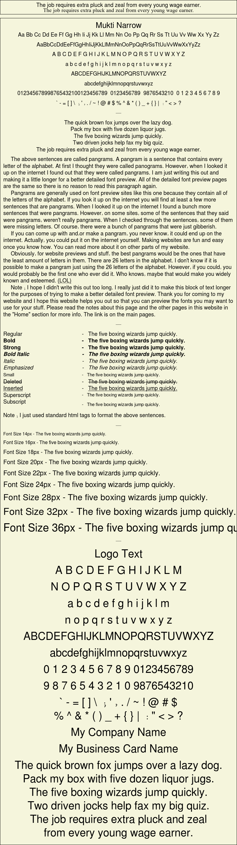 Detailed Picture Preview of The Font - Mukti Narrow
