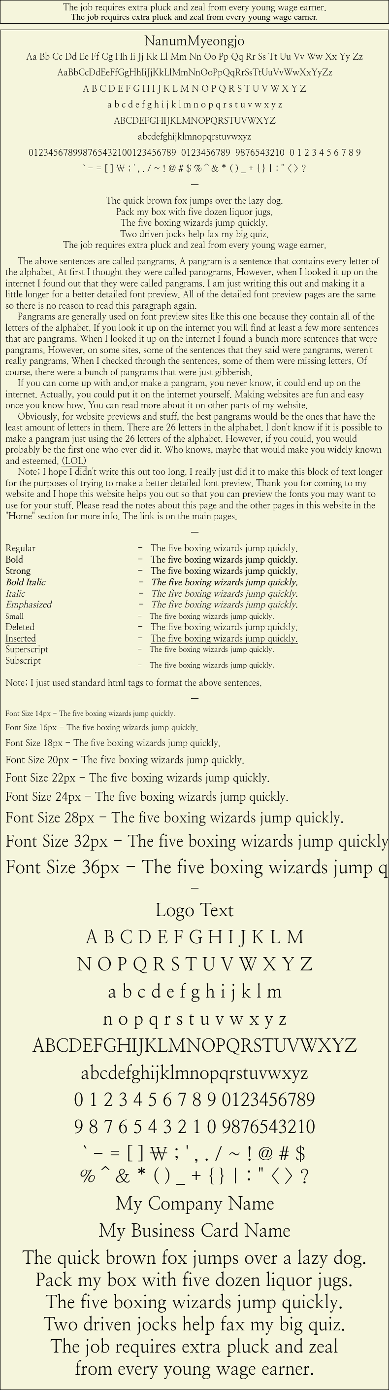 Detailed Picture Preview of The Font - NanumMyeongjo