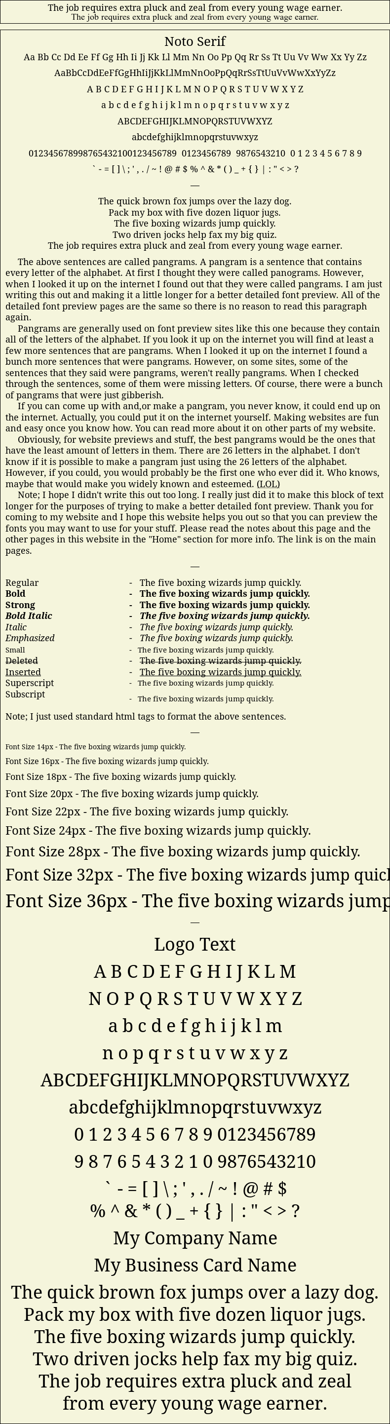 Detailed Picture Preview of The Font - Noto Serif