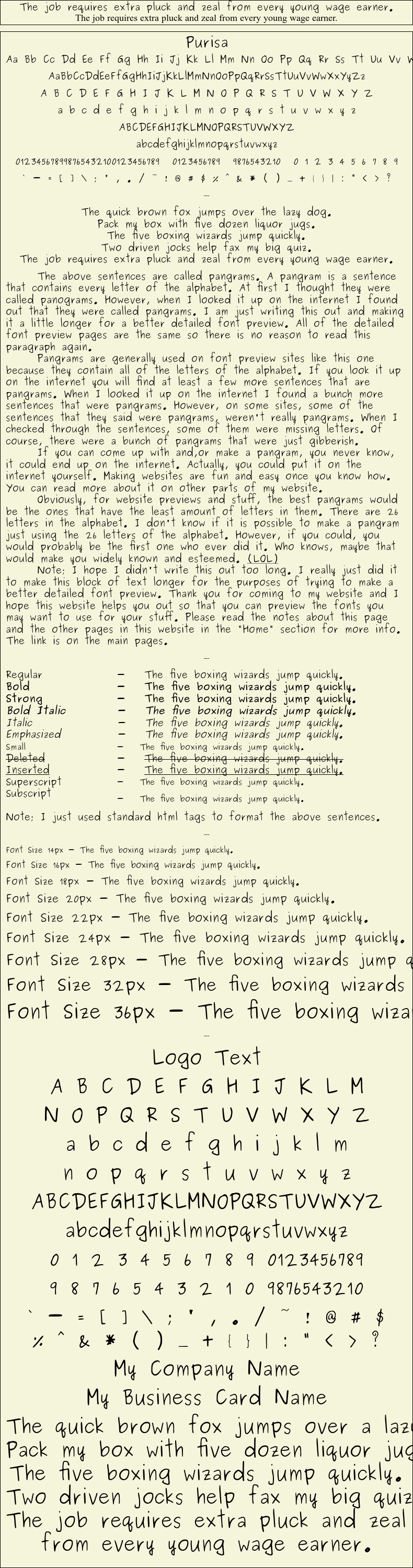 Detailed Picture Preview of The Font - Purisa