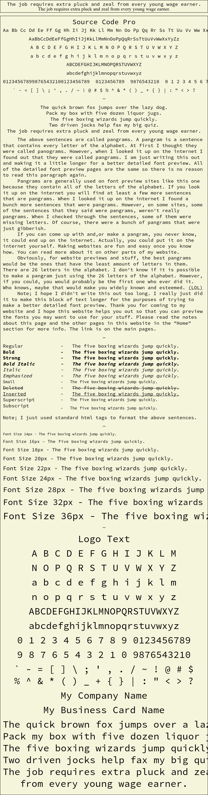 Detailed Picture Preview of The Font - Source Code Pro