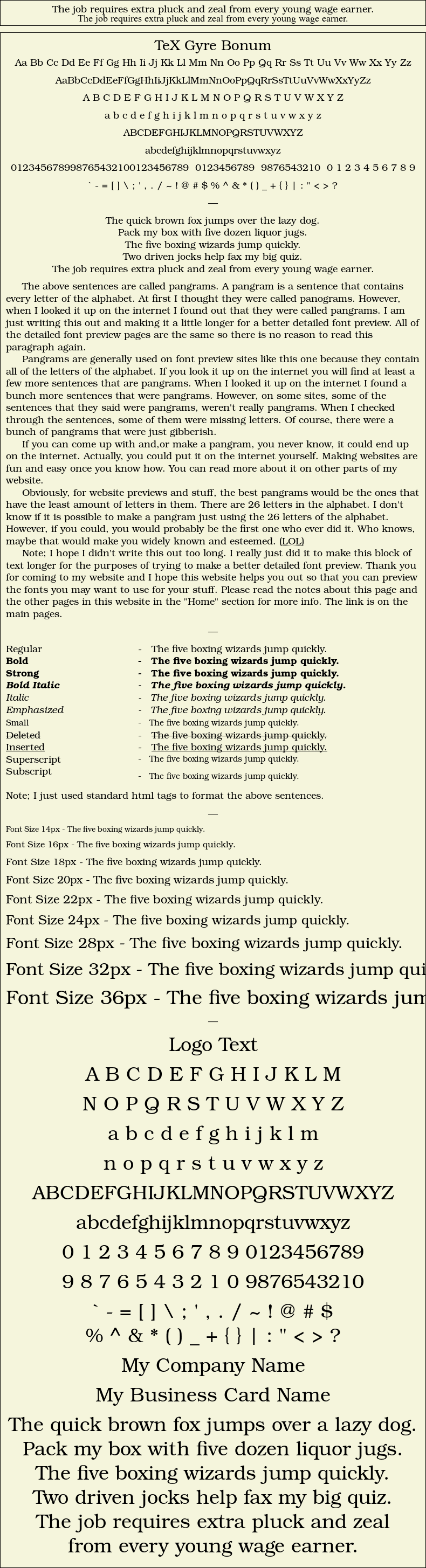 Detailed Picture Preview of The Font - TeX Gyre Bonum