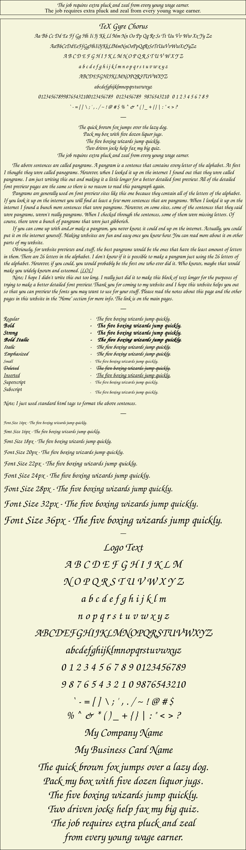 Detailed Picture Preview of The Font - TeX Gyre Chorus