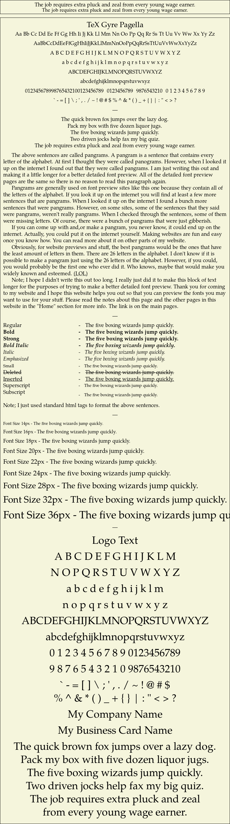 Detailed Picture Preview of The Font - TeX Gyre Pagella